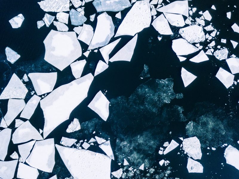 Aerial view of ice flow in ocean