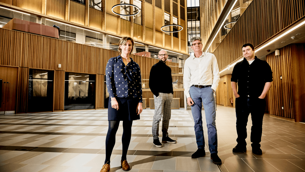 <P ALIGN=LEFT>Pictured, left to right: Vet-AI co-founders Sarah Warren, Paul Hallett and Robert Dawson & chief data scientist Trevor Hardcastle</P>