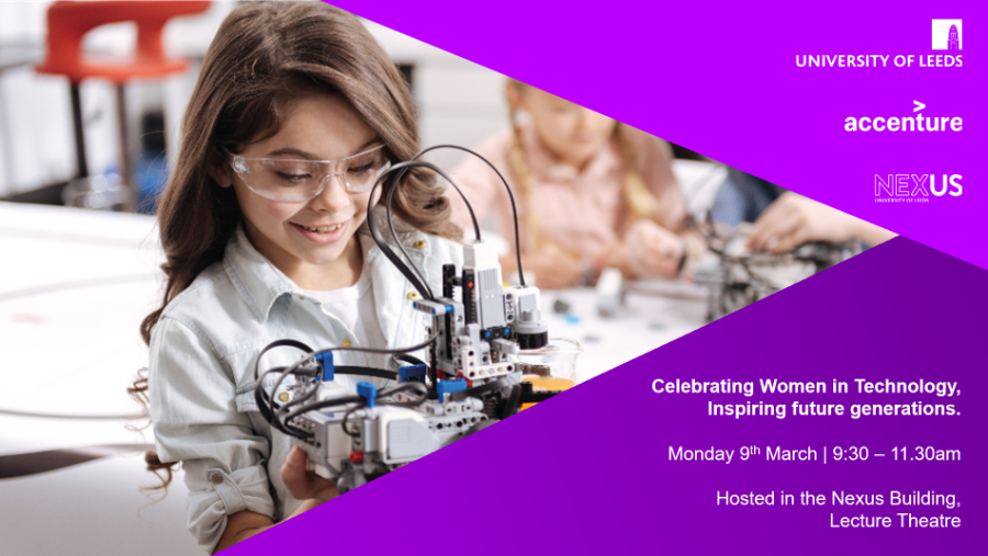 Young girl with science googles on working on a piece of robotic technology